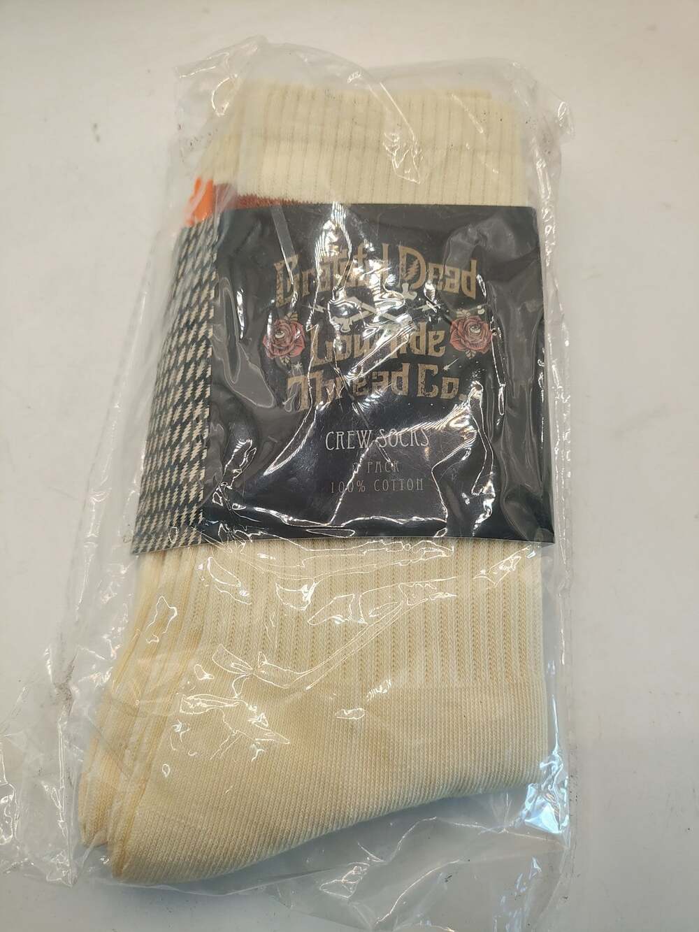 Mens Socks Grateful Dead Low Tide Thread 100% Cotton Nude W/ Color Stripes NWT